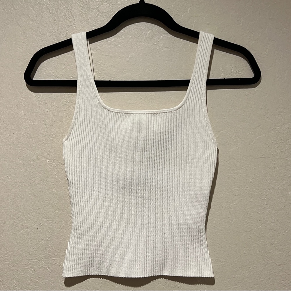 Aritzia Babaton Sculpt Knit Squareneck Tank - White